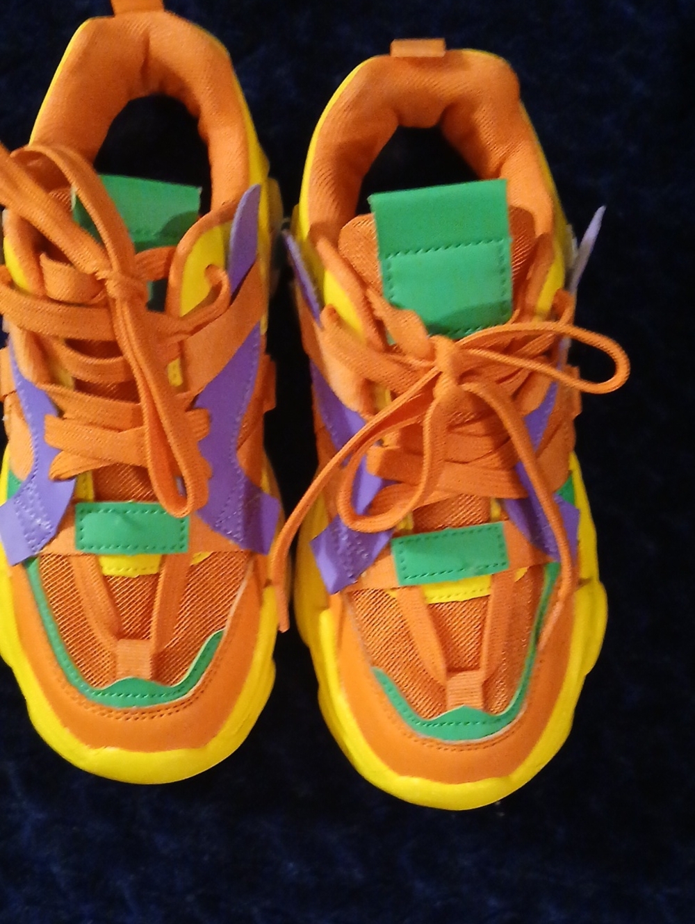 Running Orange, Yellow, Purple & Green Kids Sneakers